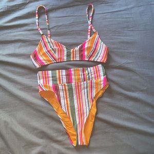 Striped, High Waisted Aerie Bikini